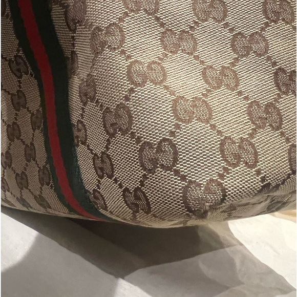 Auth GUCCI Sherry Tote Bag Beige Ivory GG Canvas Leather - Picture 16 of 16